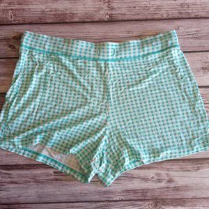 Blue Turquoise And White Gingham Women's Sleepwear Shorts